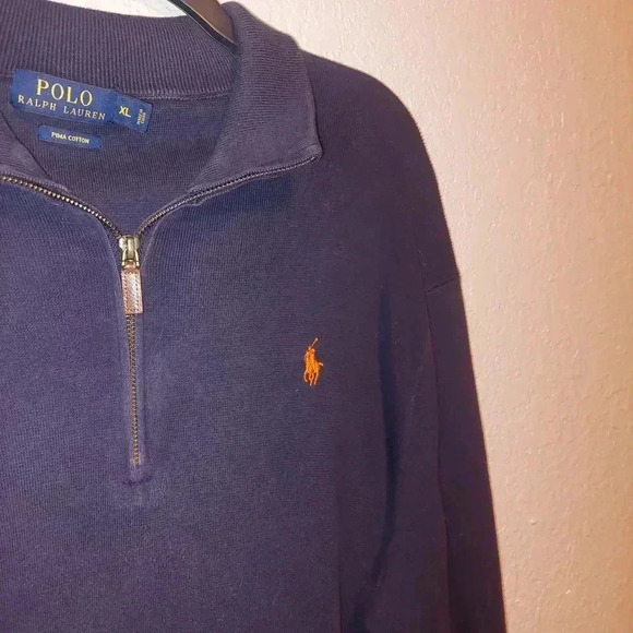 Polo by Ralph Lauren Deep Navy Blue 1/4 Zip Up Sweater - Picture 3 of 5